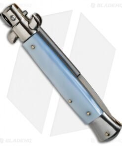 Alternative view of SKM AB 9" Italian Stiletto Automatic Knife Light Blue Pearlex (4" Satin Bayo)