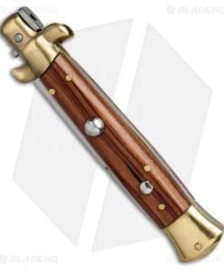Alternative view of SKM AB 9" Italian Stiletto Automatic Knife Brass/Bocote Wood (4" Satin Bayonet)