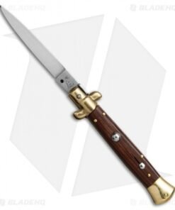 SKM AB 9" Italian Stiletto Automatic Knife Brass/Cocobolo (4" Satin Flat)