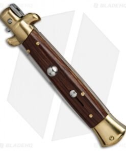 Alternative view of SKM AB 9" Italian Stiletto Automatic Knife Brass/Cocobolo (4" Satin Flat)