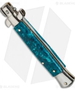 Alternative view of SKM AB 9" Italian Stiletto Automatic Knife Turquoise Acrylic (3.8" Satin Kriss)