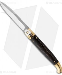 SKM 9.5" Sicilian Brass Lever Lock Automatic Knife Dark Horn (Bayonet)