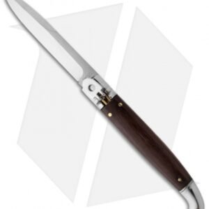 SKM 9.5" Fancy Lever Lock Automatic Knife Palisander Wood (4" Satin Bayo)