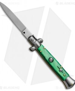 SKM 8" Italian Stiletto Automatic Knife Green Pearlex (3.3" Satin Flat)