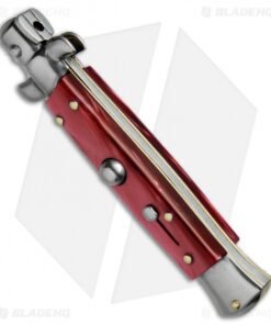 Alternative view of SKM 8" Italian Stiletto Automatic Knife Red Pearlex (3.3" Satin Flat)