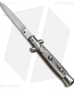 SKM 7" Italian Stiletto Automatic Knife Gray Pearlex (3" Satin Flat)
