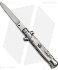 SKM 7" Italian Stiletto Automatic Knife White Pearlex (3" Satin Flat)