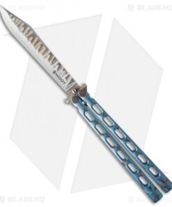 Snody Knives Custom Highroller Balisong Butterfly Knife Electric Blue Ti