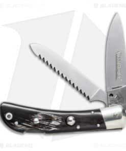 AKC Speed Hunter 2 Blade Automatic Italian Knife Dark Horn (3" Polish)