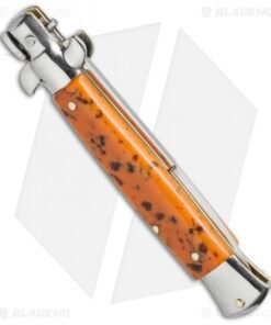 Alternative view of SKM 9" Italian Stiletto Automatic Knife Coral Acrylic (4" Satin Bayonet)