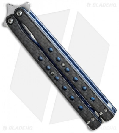 Terry Guinn Custom Balisong Carbon Fiber / Blue Ti (4.5" Satin) #82 - Image 2