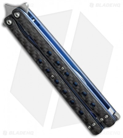 Terry Guinn Custom Balisong Carbon Fiber / Blue Ti (4.5" Satin) #82 - Image 3