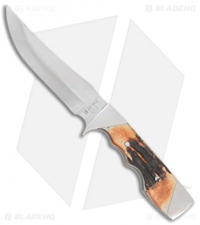 Upswept Skinner Stag Fixed Blade Knife (5" Satin)