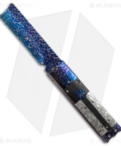 Rainy Vallotton Custom Box Razor Automatic Knife Bog Oak/Damascus (Damascus)