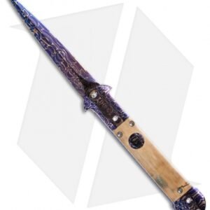 Rainy Vallotton Mini C-Lance Automatic Knife Mammoth Handle (3.25" Damascus)