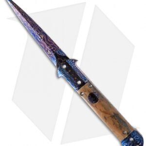 Rainy Vallotton Mini C-Lance Automatic Knife Mammoth (3.25" Damascus)
