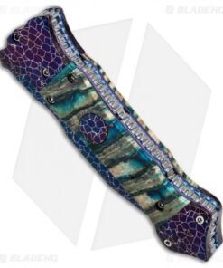 Alternative view of Cory Vallotton Custom Mini Eos Automatic Knife Green Mammoth Molar (Damascus)