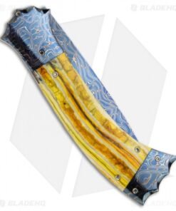 Alternative view of Rainy Vallotton Custom SideWinder Automatic Knife Yellow Molar (Damascus)