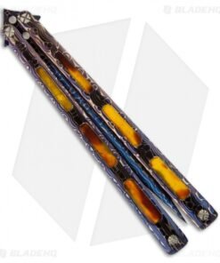 Alternative view of Kyle Vallotton Traditional Proto Damascus Butterfly Knife