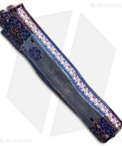 Alternative view of Cory Vallotton Custom Valkyrie Automatic Knife Blue Giraffe Bone (Damascus)