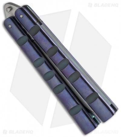Reese Weiland / Ron Miller Custom Balisong Ti Channel Purple Ano (3.25" Satin) - Image 2